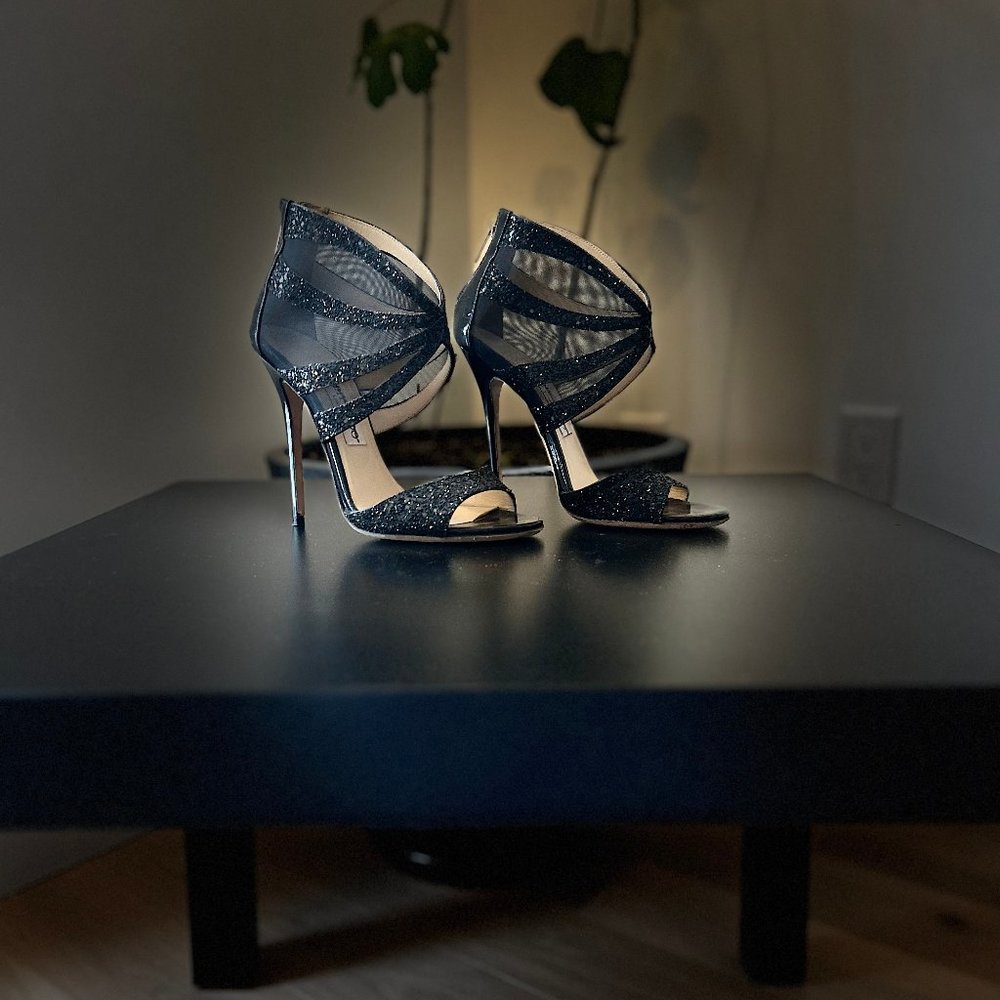 Authentic Jimmy Choo Glitter Lang Heels (US 7.5)